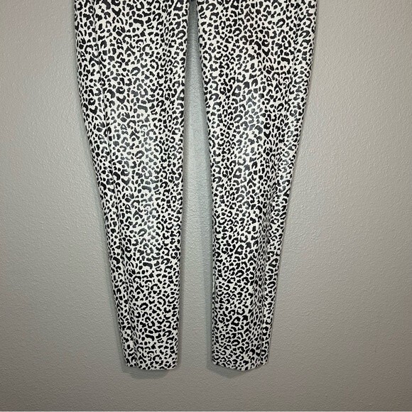 ZARA faux patent leather black & white leopard print pull on pants size XS - Picture 5 of 10